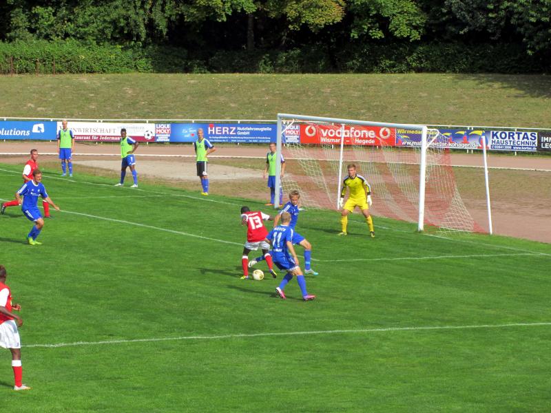 FC Anker Wismar - TSG Neustrelitz, Landespokal M-V, 2. Runde - Anstoss: 07.09. 2013, 14:00 Uhr - Schiedsrichter: Becker - Zuschauer: 480 - 5:4 (0:0, 0:0) n.V. u. 11m-Schiessen