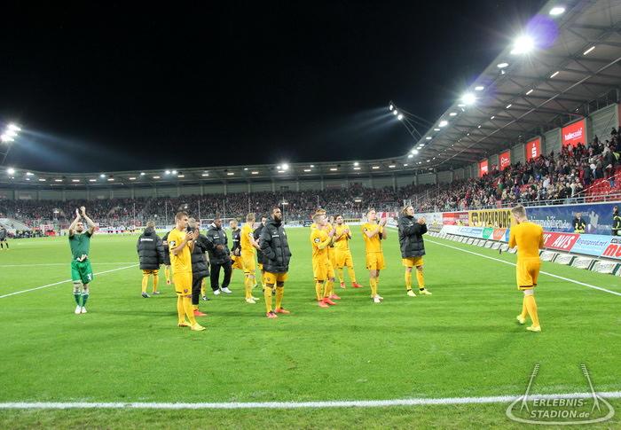 Hallescher FC - SG Dynamo Dresden 1:1, 24.09.2014, 19.15 Uhr,
Erdgas Sportpark (Kurt-Wabbel-Stadion),
3. Liga,
1:1 (1:1),
12.466 Zuschauer