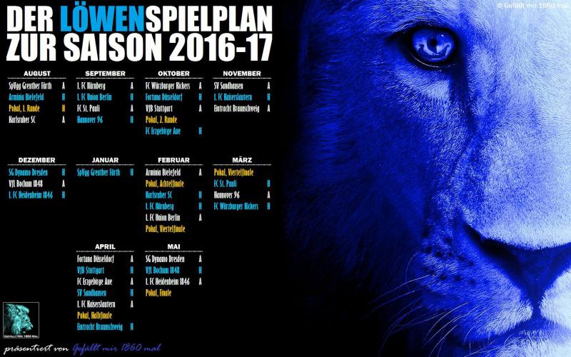 Spielplan 16 17, , Vereine: TSV 1860 München