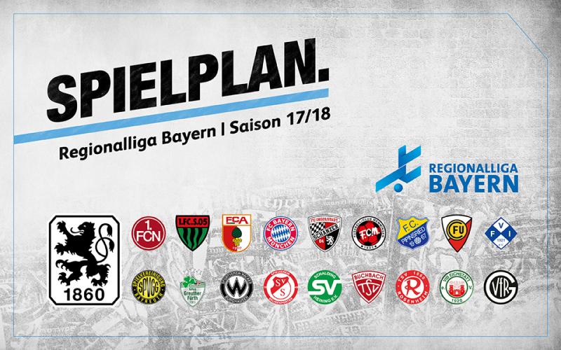 Die Erste Mannschaft der Löwen tritt in der Saison 2017/2018 mit 18 weiteren Klubs in der Regionalliga Bayern an., , Vereine: TSV 1860 München